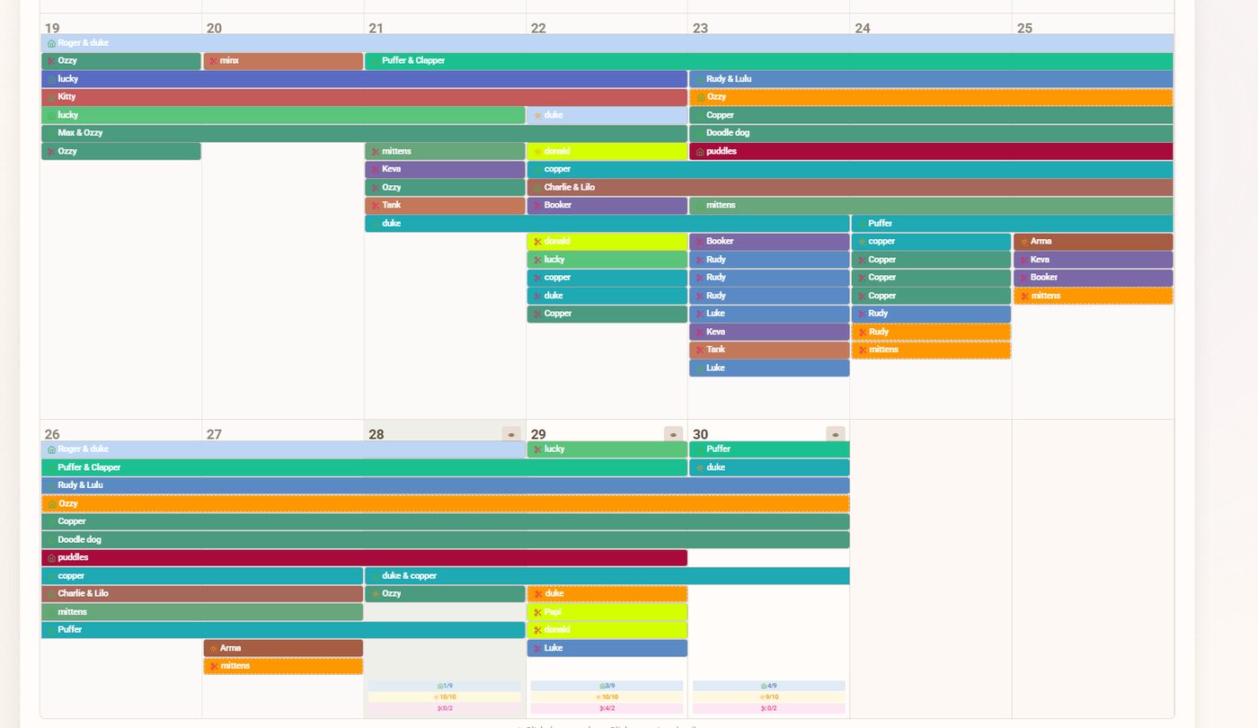 The calendar overview a new account starts from.
